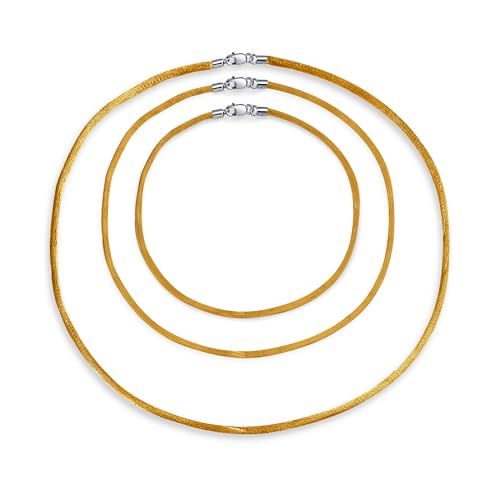 Bling Jewelry Satz von drei gelben goldenen Goldton Satin Seide Halskette Anhänger Kordel für Frauen für Männer Teenager .925 Sterling Silber Karabinerverschluss 16, 20 & 30 Zoll von Bling Jewelry