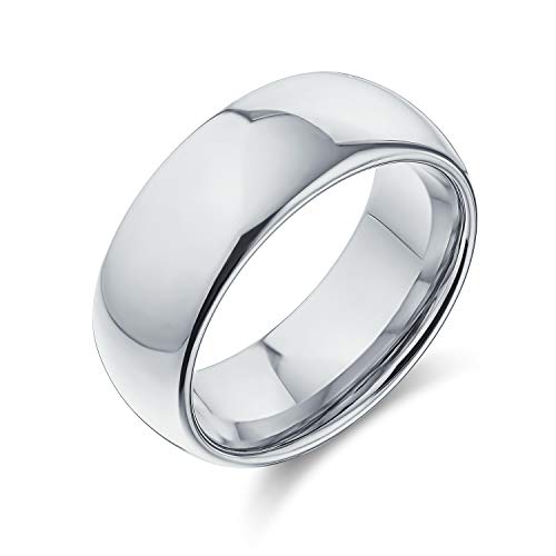 Bling Jewelry Schlichte Einfache Breite Kuppel Paare Titan Ehering Ring Für Männer Für Frauen Poliert Silberton Kompfort Fit 8Mm von Bling Jewelry