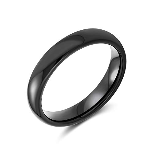 Bling Jewelry Schlichte Einfache Kuppel Schwarz Paare Titanium Hochzeit Band Ring Für Männer Für Frauen Komfort Fit 4Mm von Bling Jewelry