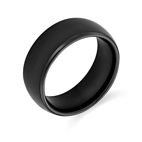 Bling Jewelry Schlichte Einfache Kuppel Schwarz Paare Titanium Hochzeit Band Ring Für Männer Für Frauen Komfort Fit 8Mm von Bling Jewelry