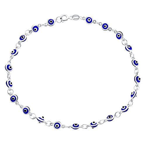 Bling Jewelry Schutz Amulett Türkisch Blau Charme Slender Böse Augen Fußkettchen Fußkettchen Armband Für Frauen Teen .925 Sterlingsilber 9 Zoll von Bling Jewelry