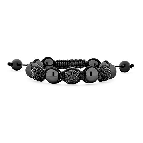 Schwarze Hämatit Pave Kristall Kugel Shamballa Inspiriert Armband Für Frauen Für Männer Schwarze Schnur String Verstellbar von Bling Jewelry