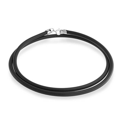 Schwarzes Gummihalsband-Anhängerschnur Für Frauen Männer Jugendliche 925 Sterlingsilber-Verschluss 16 Zoll von Bling Jewelry