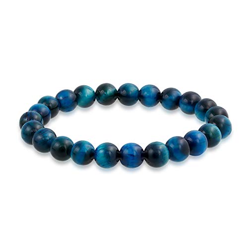 Bling Jewelry Halbedelstein Azurblau Tigerauge Rundperlen 8MM Stretch Armband Für Frauen Männer Teenager Unisex Strang Bling Jewelry Halbedelstein Azurblau Tigerauge Rundperlen 8MM Stretch Armband Für Frauen Männer Teenager Unisex Strang von Bling Jewelry