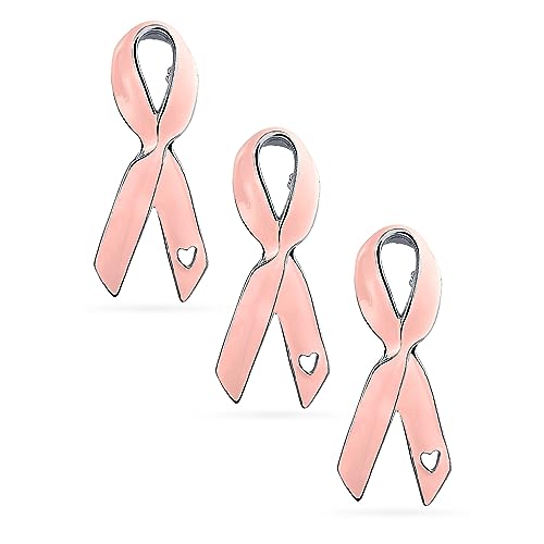 Set Of 3- Prävention Und Awareness Rosa Band Brustkrebs Survivor Brosche Pin Offenes Herz Emaille Silber Vergoldet Inspirational Zubehör Für Frauen von Bling Jewelry