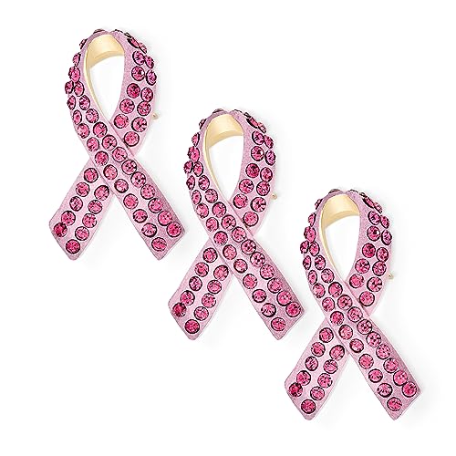 Set Von 3 Pink Ribbon Brustkrebs Überlebender Kristall Brosche Pin Silberbeschichteter Akzent Symbolischer Unterstützungsschmuck Für Frauen von Bling Jewelry