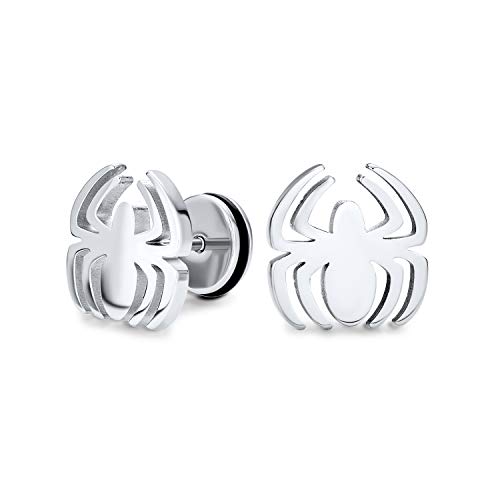 Bling Jewelry Silberfarbene Witwe Spinne Insekt Faux Fake Cheater Illusion Plug Stud Piercing Ohrringe Chirurgenstahl 16G Ohrstecker Für Männer Für Frauen von Bling Jewelry