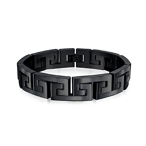 Bling Jewelry Stylisches Maskulines Geometrisches Unendlichkeits-Schlüssel-Link-Armband Für Jugendliche Männer Schwarz Ip-Beschichteter Edelstahl 9 Zoll Länge 12 Mm Breite von Bling Jewelry