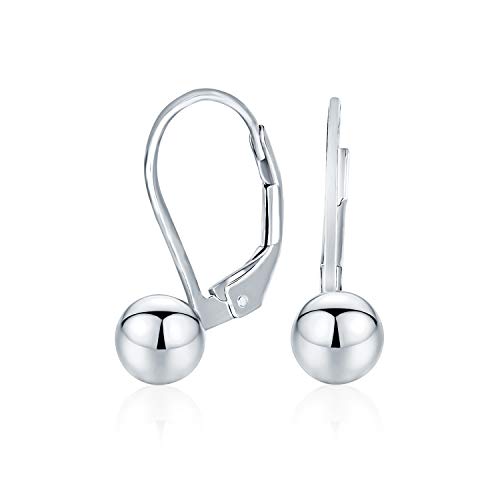Klassische Einfache Einfache Baumelnden Hebel Zurück Runde Perle Ball Drop Ohrringe Für Frauen .925 Sterling Silber 8Mm von Bling Jewelry