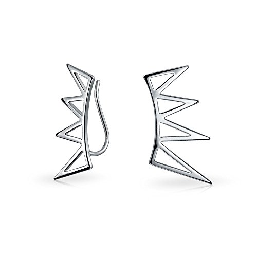 Boho Trendy Minimalistische Geometrische Pyramiden-Spike-Dreiecke Kletterohrringe für Frauen Teenager .925 Sterlingsilber von Bling Jewelry