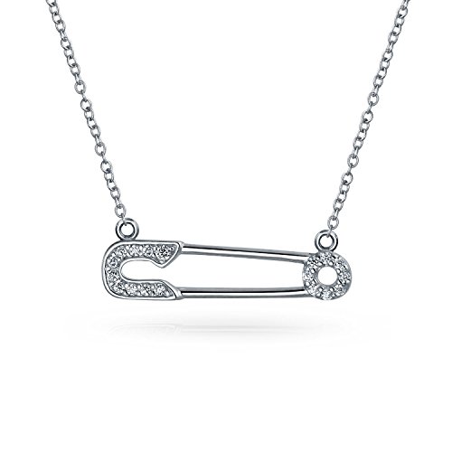 Bling Jewelry Support Symbol Für Vertriebene Pave Cz Accent Sideways Safety Pin Halskette Anhänger Für Frauen Teen .925 Sterlingsilber von Bling Jewelry