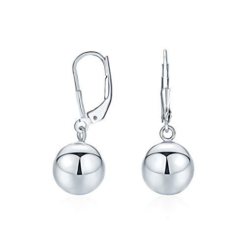 Einfache Basic Dangling Hebel Zurück Runde Perle Ball Drop Ohrringe Für Frauen .925 Sterling Silber 10Mm von Bling Jewelry