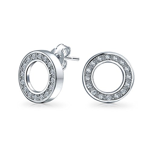 Klassische Brautschmuck .925 Sterling Silber Offene Kreisstecker Mit Cubic Zirkonia Pave CZ - Geometrischer Schmuck Für Frauen von Bling Jewelry