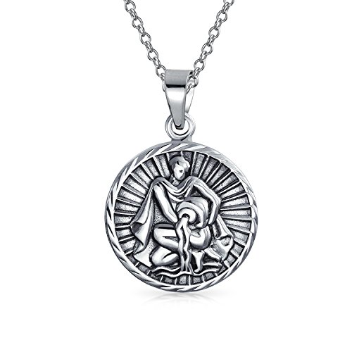 Bling Jewelry Wassermann Sternzeichen Astrologie Horoskop Runde Medaillon Anhänger Für Männer Frauen Halskette Antikisiert Sterling Silber von Bling Jewelry