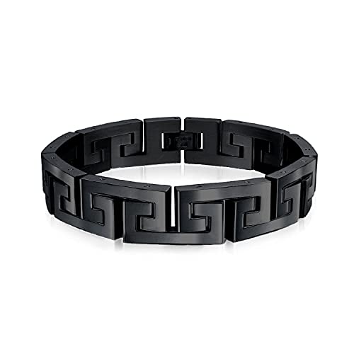 Bling Jewelry Stylisches Maskulines Geometrisches Unendlichkeits-Schlüssel-Link-Armband Für Jugendliche Männer Schwarzer Ip-Edelstahl 8,5 Zoll Länge 12 Mm Breite von Bling Jewelry