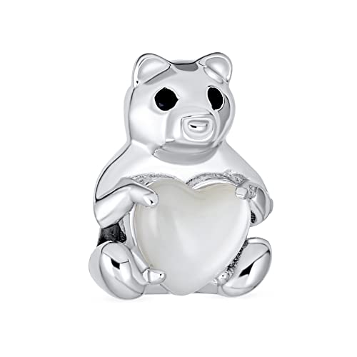 Teddybär Charm Bead Für Frauen Teen Tochter.925 Sterling Silber Perlmutt Herzakzent Passt Auf Europäisches Armband von Bling Jewelry
