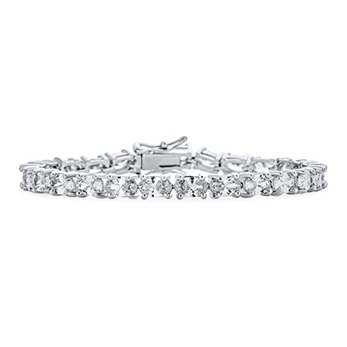 Bling Jewelry Traditionelle Bräutigam Schmuck 15CT Aaa CZ 7X5MM Oval Solitär Tennisarmband Für Frauen Hochzeit Cubic Zirconia Silber Vergoldet 7 Zoll von Bling Jewelry