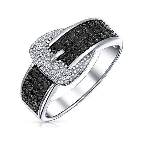 Bling Jewelry Trendy Fashion Pave Cubic Zirconia Black Cz Erklärung Gürtelschnalle Band Ring Für Frauen .925 Sterling Silber von Bling Jewelry
