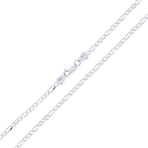 Bling Jewelry Unisex 2MM Starke Solide .925 Sterling Silber Figaro Link Kette Halskette Für Männer Frauen 16 Zoll von Bling Jewelry