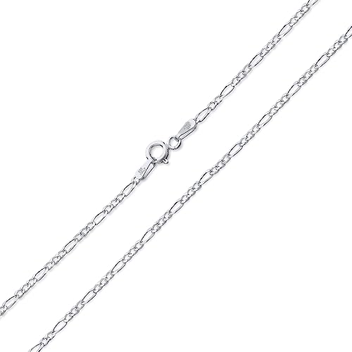 Bling Jewelry Unisex Dünne Leichte 1,5 MM Starke Solide .925 Sterling Silber Figaro Link Halskette Für Männer Und Frauen 20 Zoll von Bling Jewelry