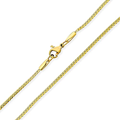 Bling Jewelry Unisex Dünne Starke Einfache Stilvolle Flache Schlangenkette Halskette Gelbgold Plattiert Edelstahl Männer Frauen Jugendliche 24 Zoll 1,5 MM von Bling Jewelry