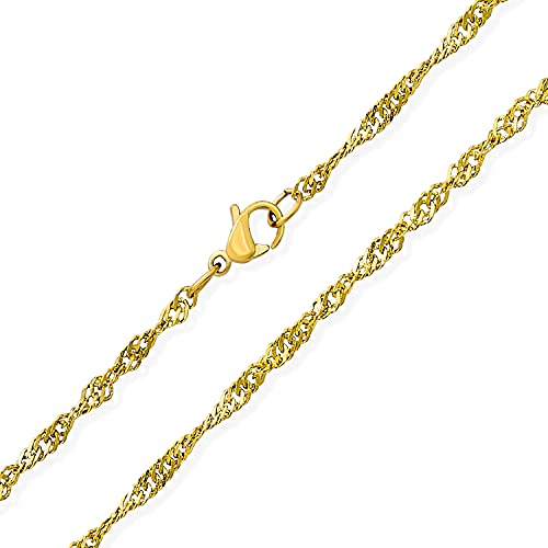 Bling Jewelry Unisex Dünne 2.5Mm Singapur Twist Seilkette Halskette Für Frauen Gelbgold Plattiert Edelstahl 18 Zoll von Bling Jewelry