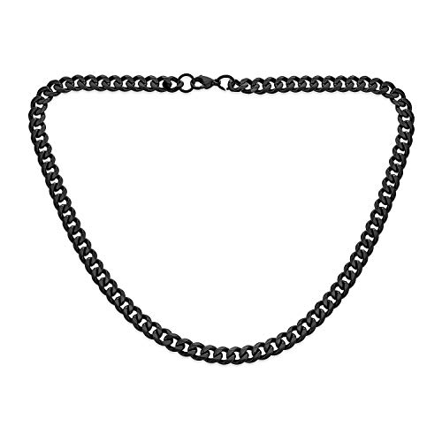 Bling Jewelry Urban Biker Schmuck Herren Damen Teenager Solide Panzerkette Halskette Schwarz IP Edelstahl 20 Zoll 7MM von Bling Jewelry