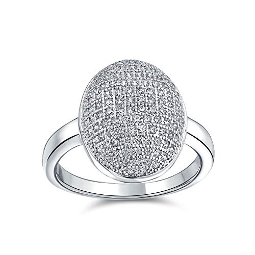 Bling Jewelry Urlaub Party Zirkonia Oval Pave Dome AAA CZ Prom Fashion Statement Ring Versilbert Für Frauen von Bling Jewelry