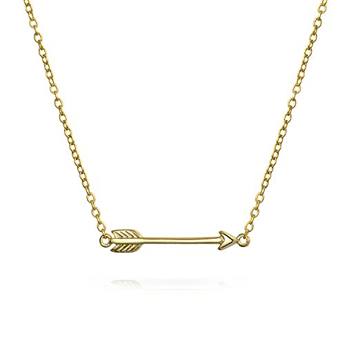 Kleine Danity Sideways Amor Pfeil Anhänger Halskette Für Frauen Freundin Teen 14K Gold Plattiert .925 Sterling Silber von Bling Jewelry