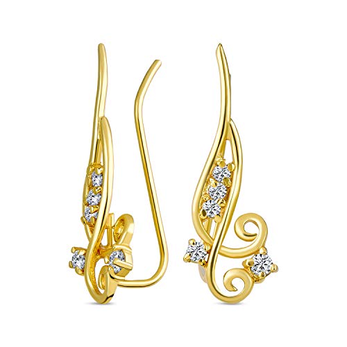 Cz Swirl Wire Ear Pin Climbers Crawlers Ohrringe Für Frauen Für Teenager Runde Cubic Zirconia 14K Gold Plattiert Sterling Silber von Bling Jewelry
