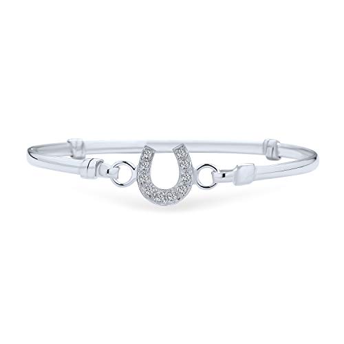 Bling Jewelry Viel Glück CZ Pave Hufeisen Armreif Reiter Armreif Armband Für Frauen Abschlussgeschenk Zirkonia .925 Sterlingsilber von Bling Jewelry