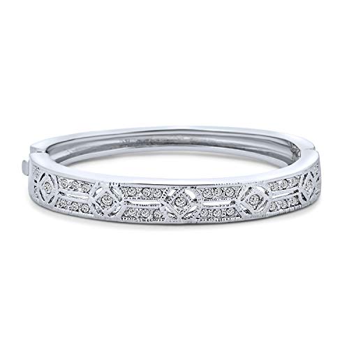 Bling Jewelry Vintage-Deko-Stil Braut-Abschlussball-Urlaubs-Armreif für Damen Kubikzirkonia CZ silberfarben plattiertes Messing von Bling Jewelry