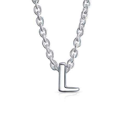 Bling Jewelry Winzige Bsperren Buchstaben Alphabet Anhänger A-Z Dainty .925 Sterling Silber Initiale Halskette Für Frauen Für Teenager Name Buchstabe L von Bling Jewelry