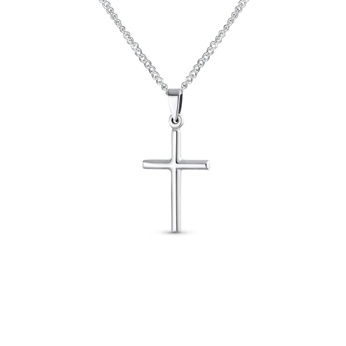 Bling Jewelry Zarte Kleine X Small Rohr Simple Religious Kreuz Anhänger Halskette Für Frauen Und Jugendliche Poliertes .925 Sterling Silber von Bling Jewelry