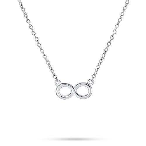 Bling Jewelry Zartes Minimalistisch Romantic Eternity Figure Eternity Symbol Liebe Knot Sideways Infinity Anhänger Halskette Für Frauen Freundin Teen .925 Sterling Silber von Bling Jewelry