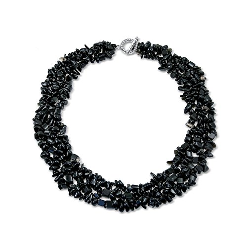 Bling Jewelry Schwarzer Onyx Chip Stone Wide Chunky Cluster Multi Strand Bib Kragen Aussage Halskette Für Frauen von Bling Jewelry