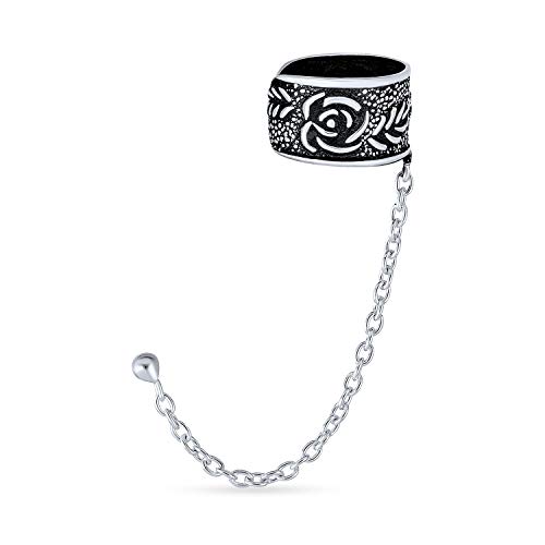 Boho Blumen Blume Blatt Rose Wickel Knorpel Ohr Manschette Kette Durchbohrter Ohrstecker Ohrring Westlicher Schmuck Für Frauen Für Männer Oxidiertes .925 Sterlingsilber von Bling Jewelry