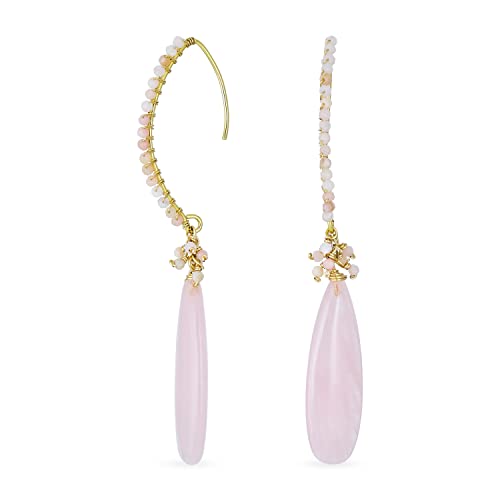 Boho Cluster Bead Accent Linear Elongated Fish Hook Soft Leicht Rosa Peach Rose Quartz Long Träne Gemstone Baumelnd Earrings For Freundin Teens 18K Yellow Gold Vergoldet Boho Cluster Bead Accent Linear Elongated Fish Hook Soft Leicht Rosa Peach Rose Quartz Long Träne Gemstone Baumelnd Earrings For Freundin Teens 18K Yellow Gold Vergoldet von Bling Jewelry