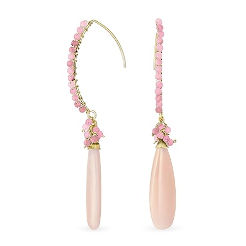 Boho Cluster Bead Accent Linear Elongated Fish Hook Soft Leicht Rosa Turmalin Long Träne Edelstein Baumelnd Ohrringe Für Frauen Teens 18K Gelbgold Plattiert Boho Cluster Bead Accent Linear Elongated Fish Hook Soft Leicht Rosa Turmalin Long Träne Edelstein Baumelnd Ohrringe Für Frauen Teens 18K Gelbgold Plattiert von Bling Jewelry