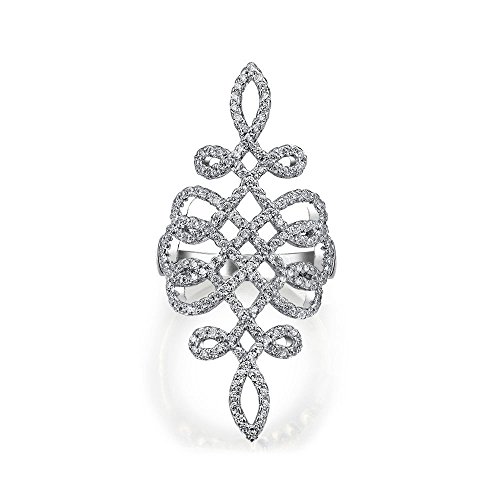 Großes Pflaster Zirkonia Romantisch Art Deco Vintage Stil Elegante Vollfingerrüstung CZ Statement Swirl Infinity Ring Für Frauen Teen.925 Sterling Silber von Bling Jewelry