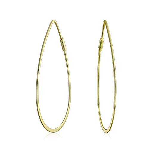 Boho Minimalistische Geometrische Flache Draht Birnenförmige Endlose Leichte Dünne Ovale Tropfenförmige Große Creolen Für Frauen 14K Vergoldet .925 Sterlingsilber 1,75 Zoll Boho Minimalistische Geometrische Flache Draht Birnenförmige Endlose Leichte Dünne Ovale Tropfenförmige Große Creolen Für Frauen 14K Vergoldet .925 Sterlingsilber 1,75 Zoll von Bling Jewelry