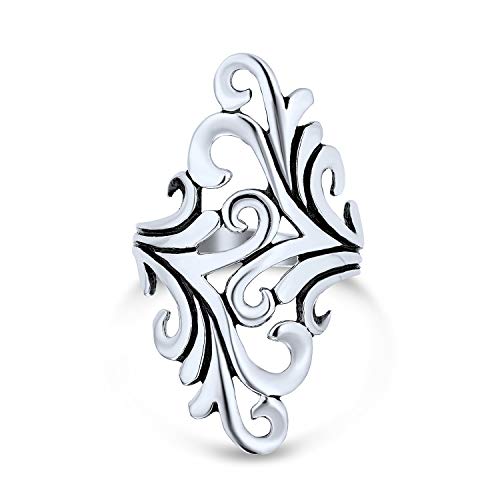 Boho Süden Western Stil Nature Swirl Leaf Vine Wrap Bypass Full Finger Armor Statement Ring Western-Schmuck Für Frauen Teen Oxidized .925 Sterling Silber von Bling Jewelry