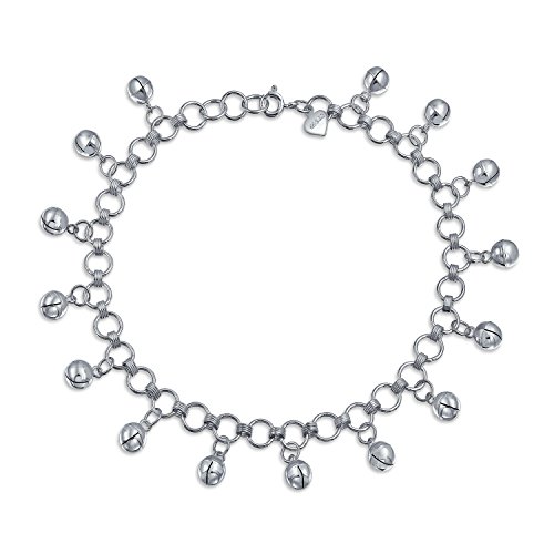 Bollyholz Boho Multi Jingle Bells Pattilu Indien Baumelnd Charmes Fußkettchen Knöchel Armband Für Frauen Teens .925 Sterling Silber 9.5 Inch von Bling Jewelry