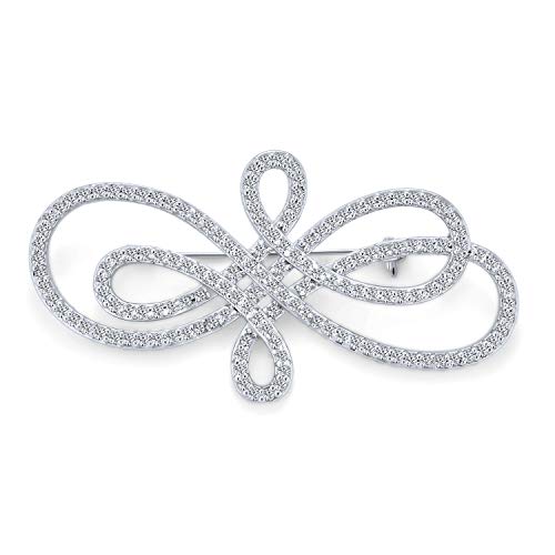 Bräutigam Elegante Große Statement Strudel Pave Cubic Zirconia Art Deco Vintage Stil Mode Unendlichkeit Brosche Pin Für Frauen Silber Vergoldet von Bling Jewelry