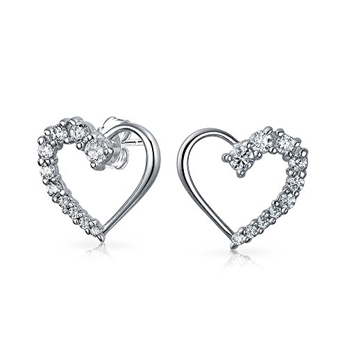 Bräutigam Liebe Ist Eine Reise Cubic Zirconia Pave CZ Offenes Herz Gestaltete Ohrringe Für Frauen Freundin .925 Sterlingsilber von Bling Jewelry