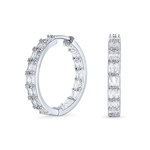 Brautschmuck AAA CZ Brillant Smaragdschliff Zirkonia Milgrain-Fassung Inside Out CZS Creolen für Damen Hochzeit Abschlussball Feiertag formelle Party für durchstochenes Ohr versilbert 1 Zoll Brautschmuck AAA CZ Brillant Smaragdschliff Zirkonia Milgrain-Fassung Inside Out CZS Creolen für Damen Hochzeit Abschlussball Feiertag formelle Party für durchstochenes Ohr versilbert 1 Zoll von Bling Jewelry