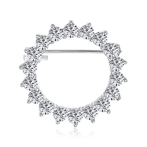 Braut Ewigkeit Brillant Schliff Runder Kubikzirkonia AAA CZ Schal Runder Kreis Brosche Anstecknadel Für Frauen Hochzeit Versilbertes Messing von Bling Jewelry