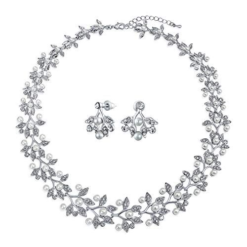 Braut Große Mode Vintage Stil Blätter Blatt Motiv Simulierte Weiße Perle Kubikzirconia Pave CZ Blatt Bib Statement Halskette Schmuckset Für Frauen Hochzeiten Braut Große Mode Vintage Stil Blätter Blatt Motiv Simulierte Weiße Perle Kubikzirconia Pave CZ Blatt Bib Statement Halskette Schmuckset Für Frauen Hochzeiten von Bling Jewelry