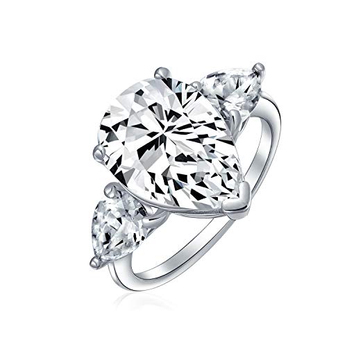 Braut Hochzeit 7Ct Aaa Cz Birne Geformt Brillantschliff Solitär Träne Erklärung Verlobungsring Für Frauen Dünnen Band .925 Sterling Silber Kubischer Zirkoniumdioxid Trillion Seite Steine von Bling Jewelry