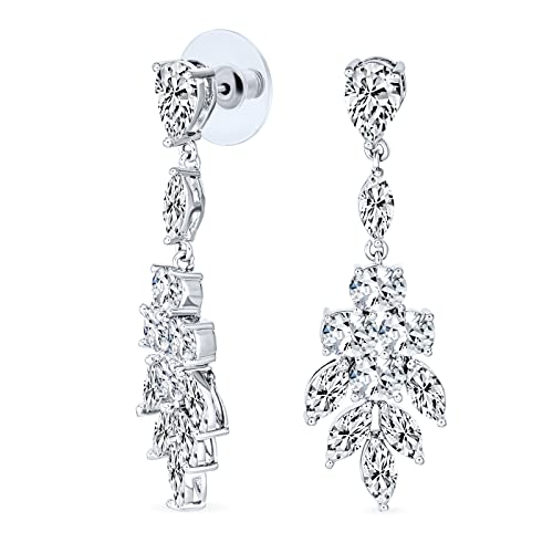 Braut Tropfenförmige Marquise Cluster Zirkonia CZ Prom Statement Ohrhänger Für Frauen Versilbertes Messing von Bling Jewelry